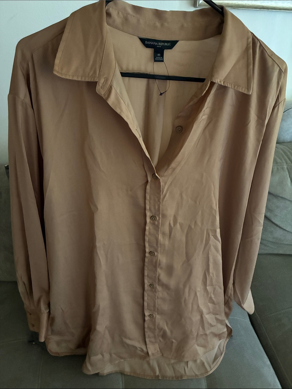Banana Republic Camel Brown Button-Front Blouse